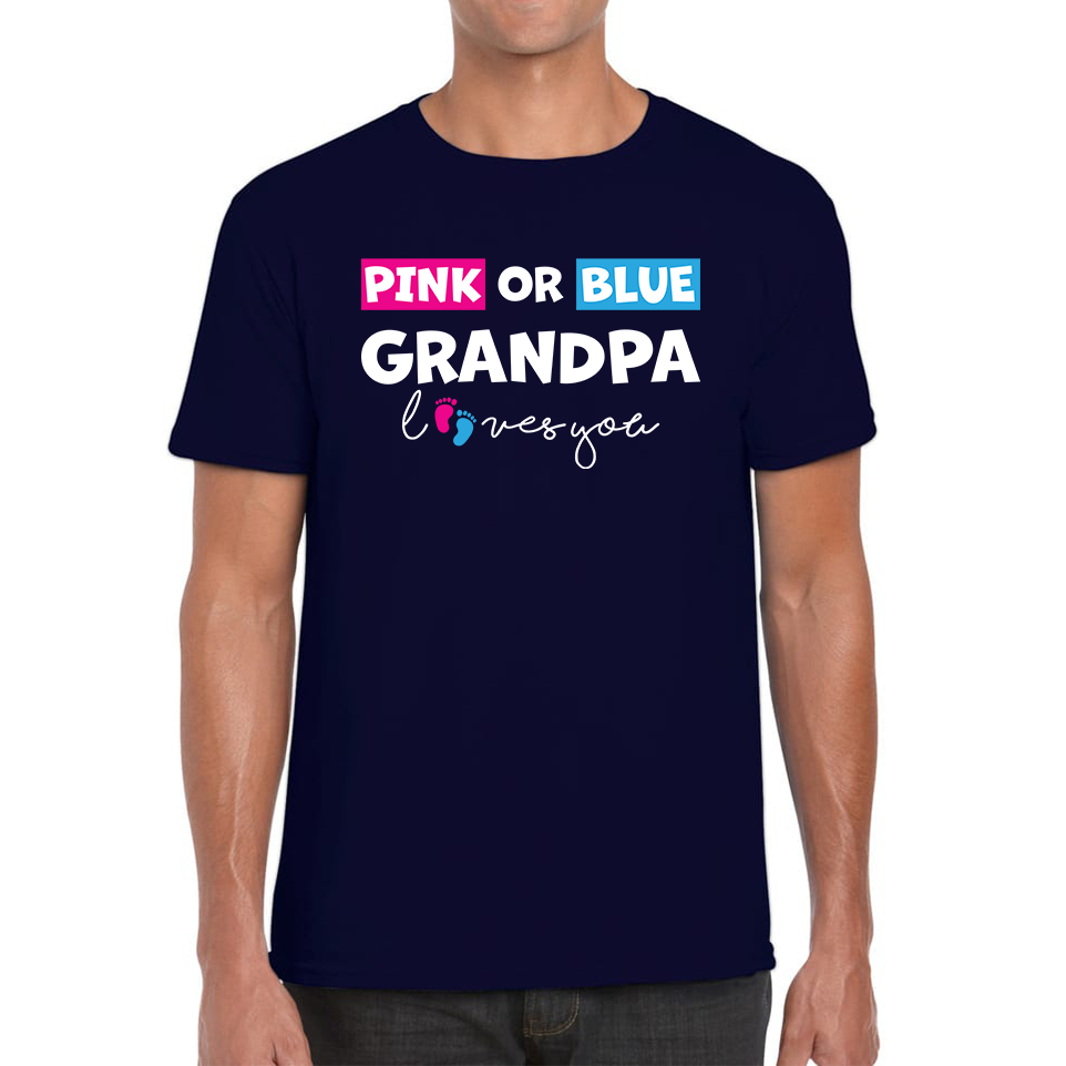 Pink Or Blue Grandpa Loves You Funny Gender Reveal Party T Shirt
