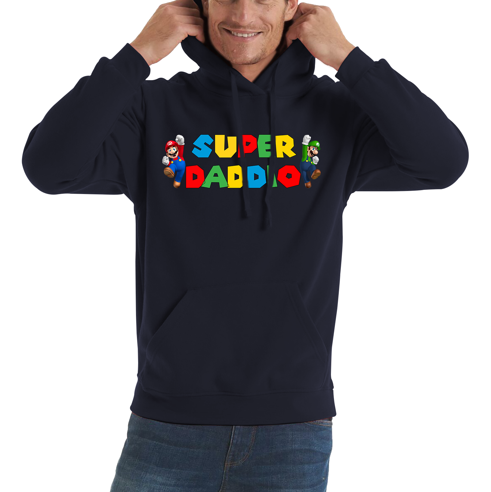 Super Daddio Funny Super Mario Fathers Day Love For Dad Daddy Funny Mario Bros Unisex Hoodie