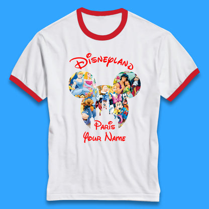 Personalised Disney Land Paris Mickey Minnie Mouse All Disney Characters Cartoons Magical Kingdom Disney Castle Disneyland Vacation Trip Ringer T Shirt