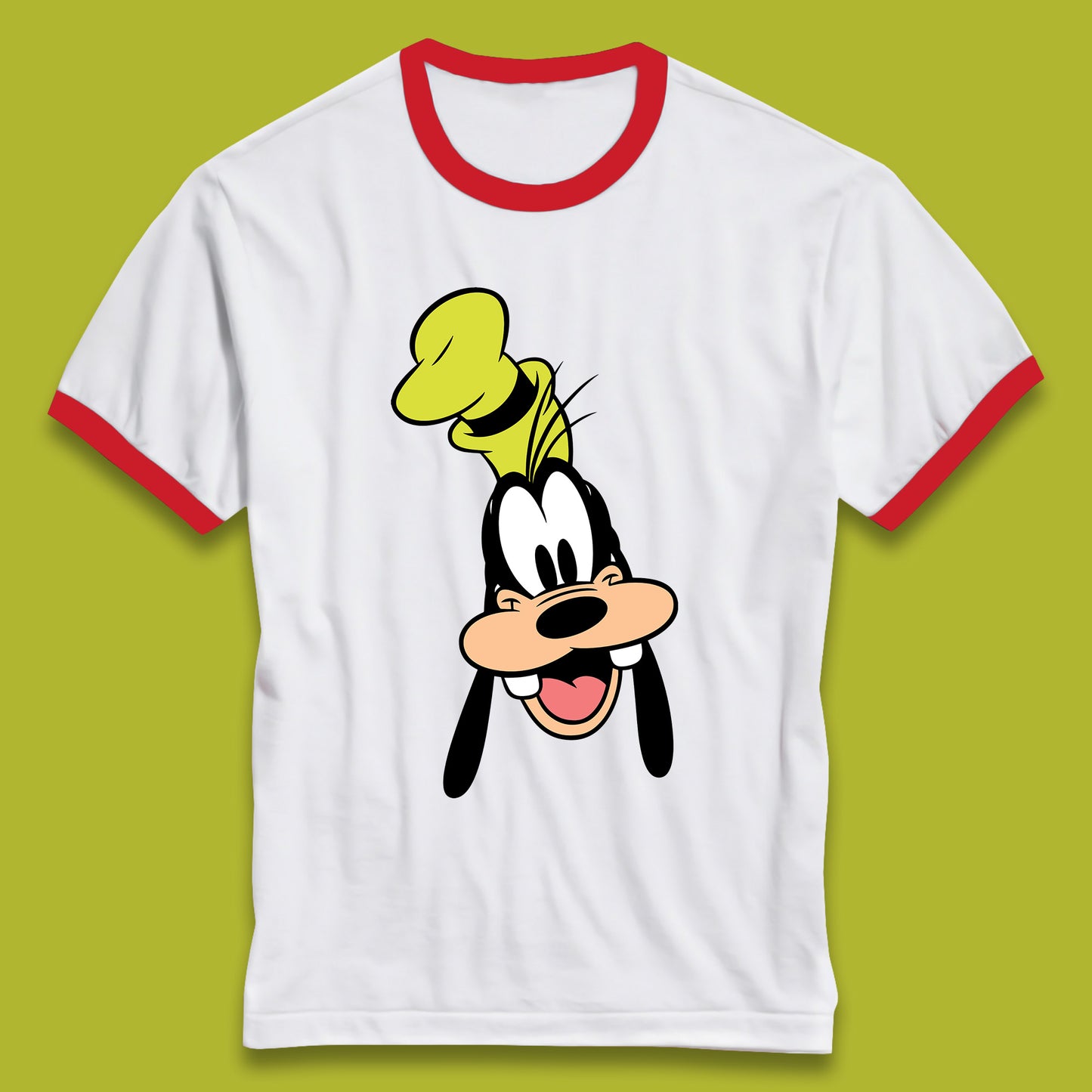 Disney Goofy Head Face Smiling Animated Cartoon Character Disney G.G. "Goofy" Goof Disney Vacation Disney World Trip Ringer T Shirt