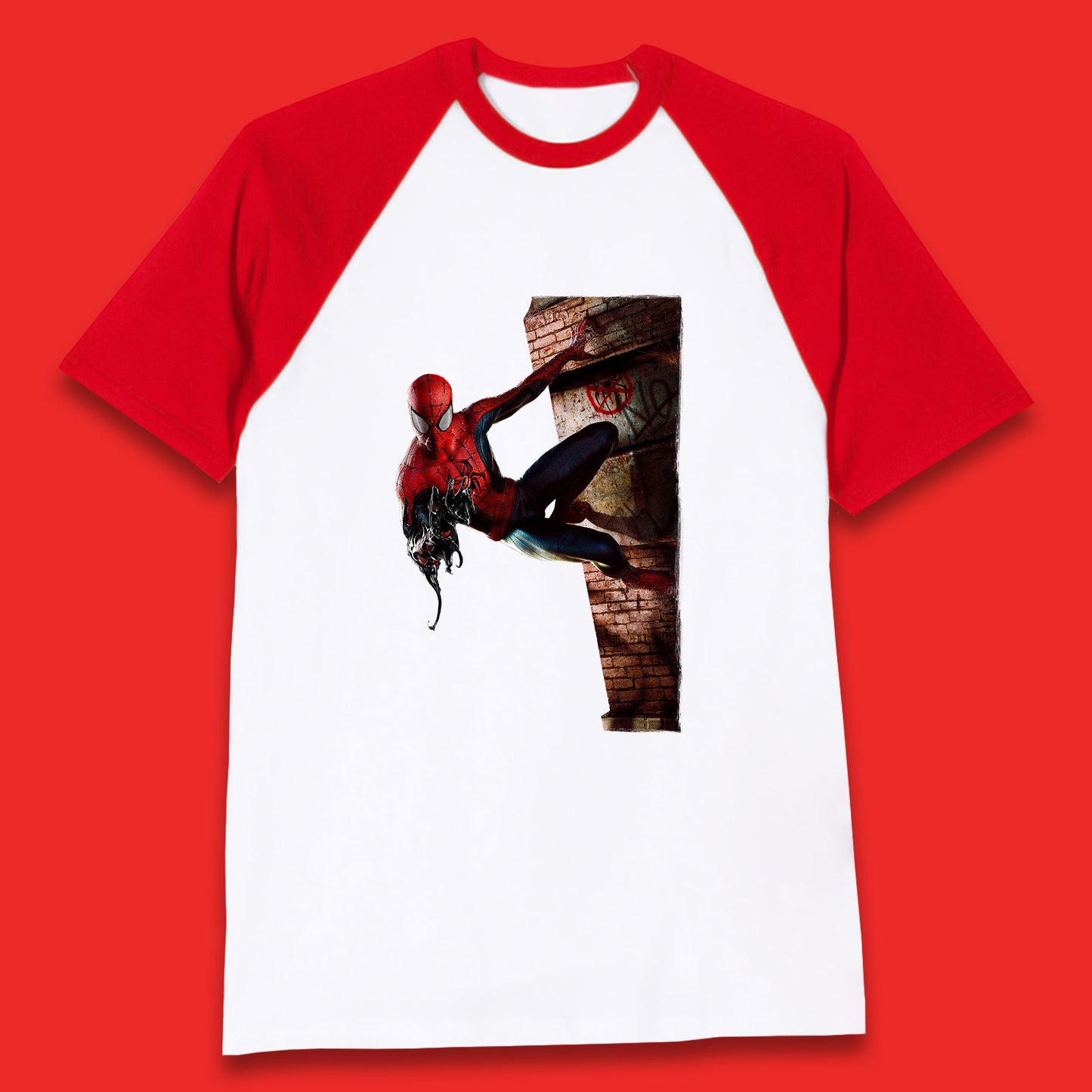 Spider-Man Venom Takeover Spiderman On Building Marvel Comics Character Superhero Marvel Spiderman Baseball T Shirt