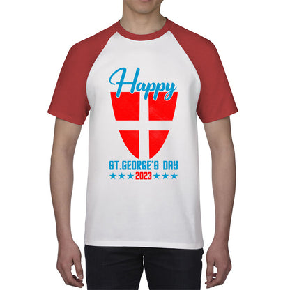 Happy St George's Day 2023 Saint George Cross Shield England Flag Religious Warriors St George Day Baseball T Shirt