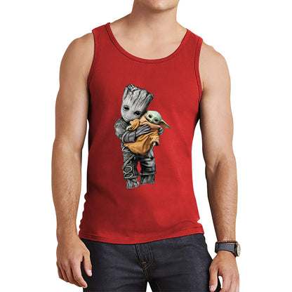 Baby Groot Holding Baby Yoda Avengers Hero Star Avenger Jedi Wars Star Wars Day 46th Anniversary Tank Top