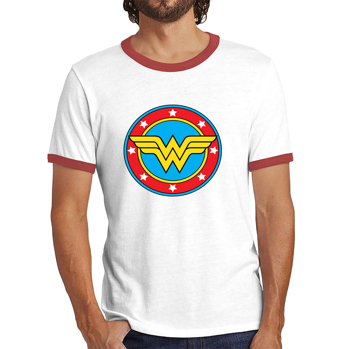 Wonder Woman Shield Logo Superhero Wonder Girl Comic Book Character Super Woman Ringer T Shirt
