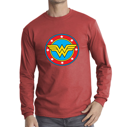 Wonder Woman Shield Logo Superhero Wonder Girl Comic Book Character Super Woman Long Sleeve T Shirt