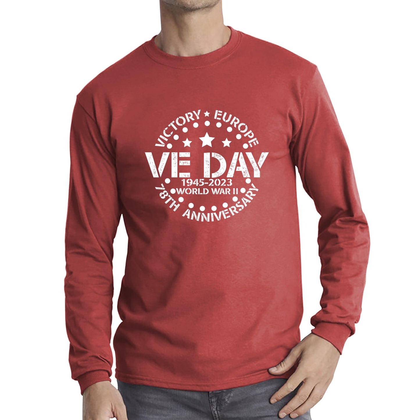 Victory In Europe VE Day 1945-2023 78th Anniversary Armed Forces Victory Day Remembrance Day Long Sleeve T Shirt