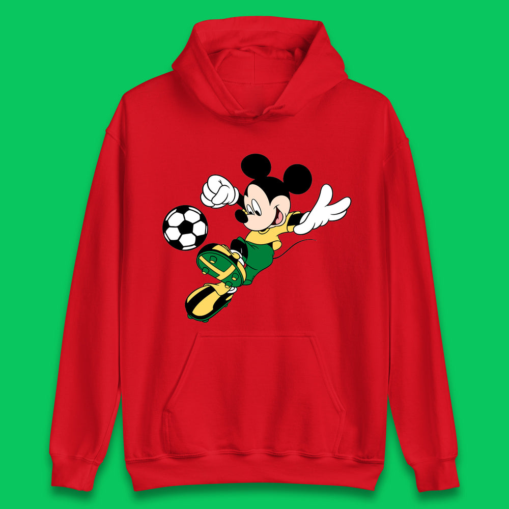 Mickey Mouse Kicking Football Soccer Player Disney Cartoon Mickey Soccer Player Football Team Unisex Hoodie