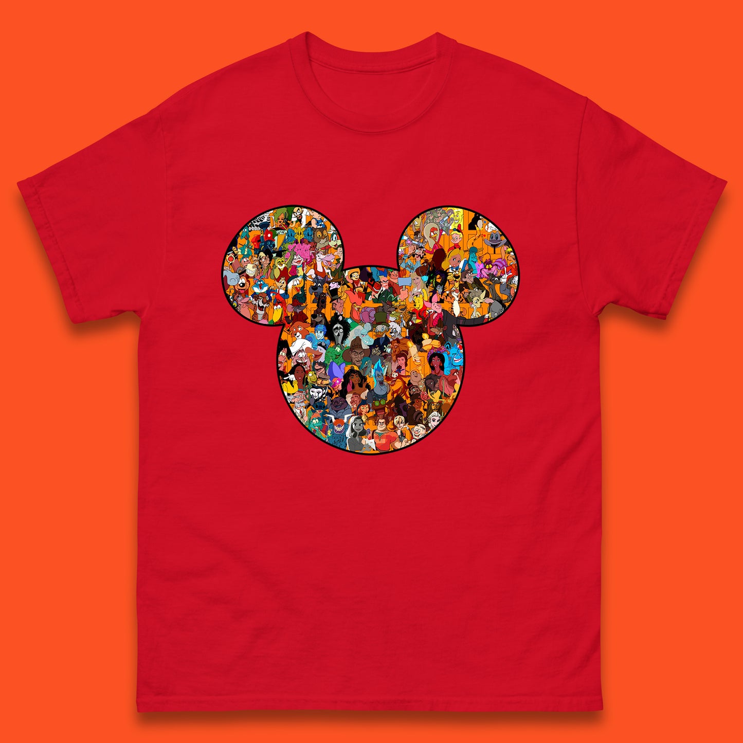 Disney Mickey Mouse Minnie Mouse Head All Disney Characters Together Disney Family Animated Cartoons Movies Characters Disney World Mens Tee Top