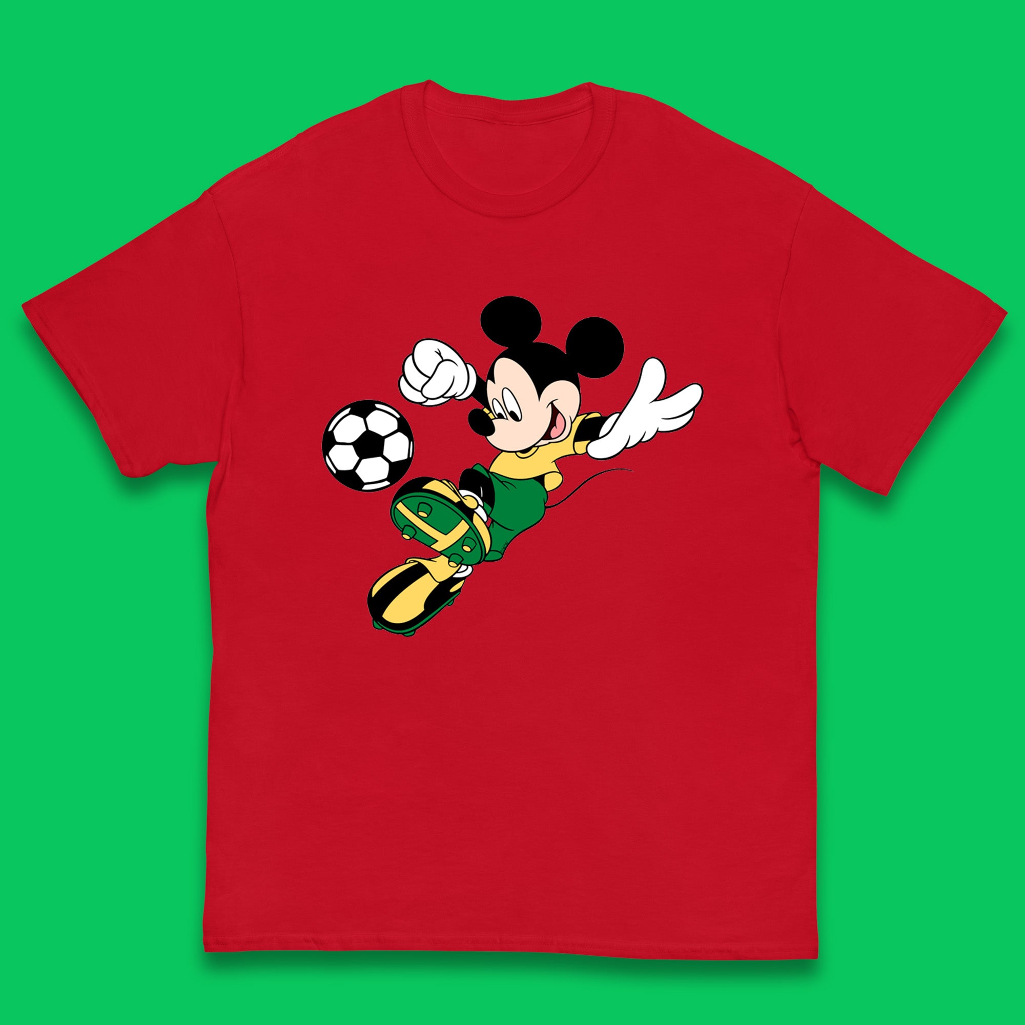 Mickey Mouse Kicking Football Soccer Player Disney Cartoon Mickey Soccer Player Football Team Kids T Shirt