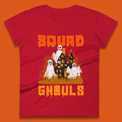 Squad Ghouls Halloween Boo Ghost Horror Scary Haunted House Womens Tee Top