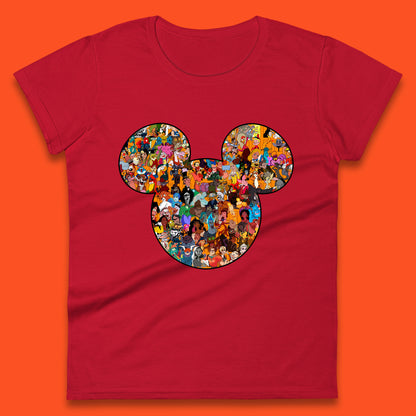 Disney Mickey Mouse Minnie Mouse Head All Disney Characters Together Disney Family Animated Cartoons Movies Characters Disney World Womens Tee Top