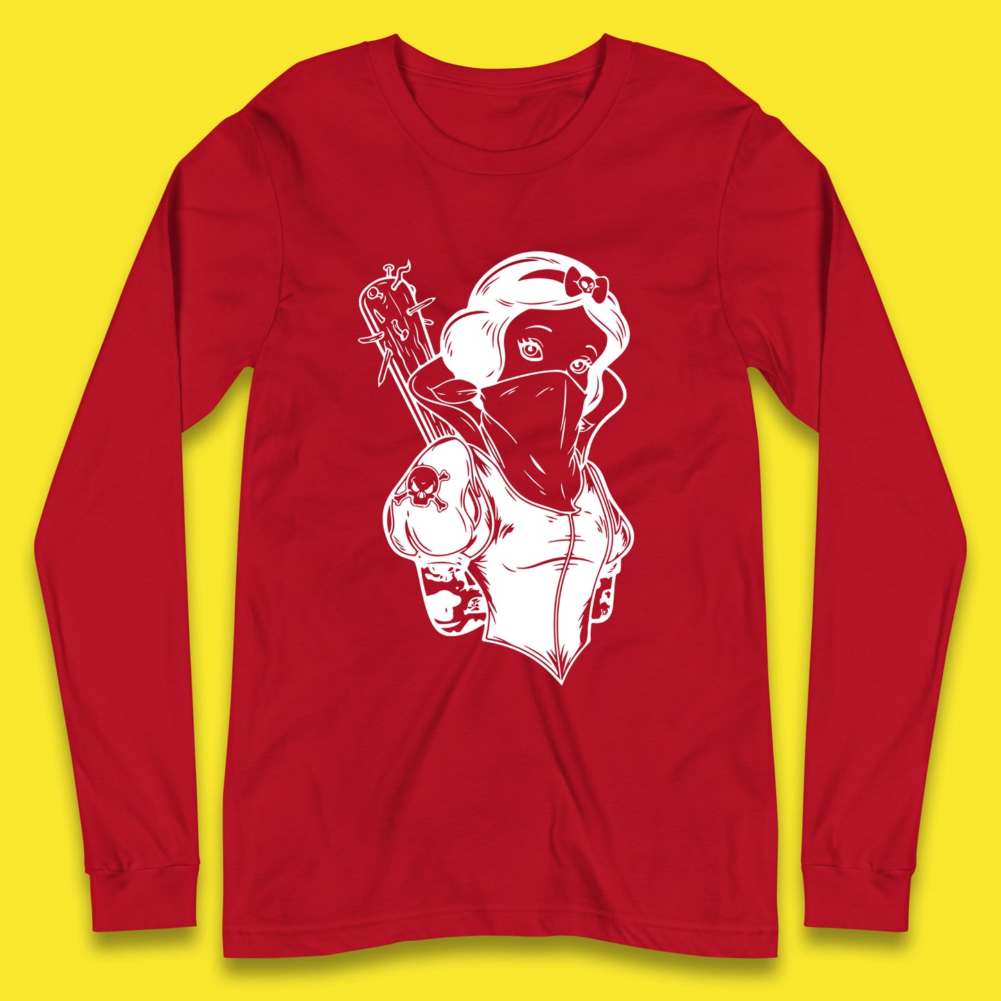 Not So Snow White Twisted Rock Parody Disney Princess Gangster Skull Tattoo Punk Princess Tattooed Emo Alice In A Jack Long Sleeve T Shirt