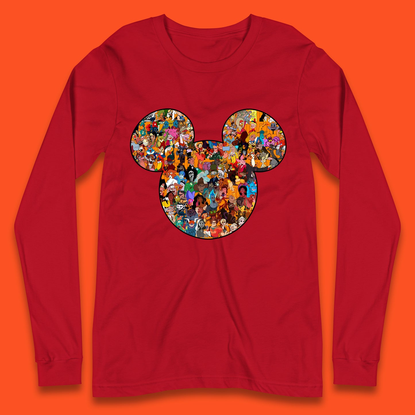 Disney Mickey Mouse Minnie Mouse Head All Disney Characters Together Disney Family Animated Cartoons Movies Characters Disney World Long Sleeve T Shirt
