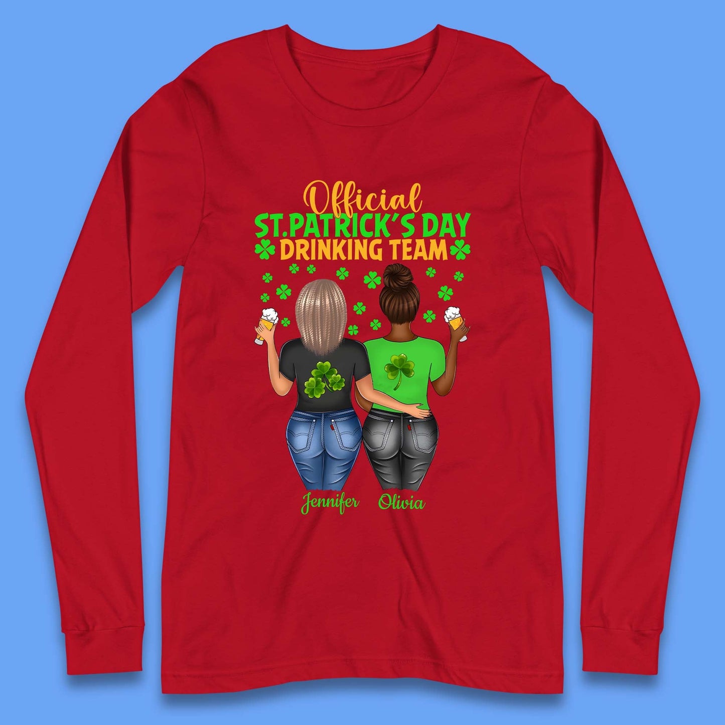 Personalised St. Patrick's Day Drinking Team Long Sleeve T-Shirt