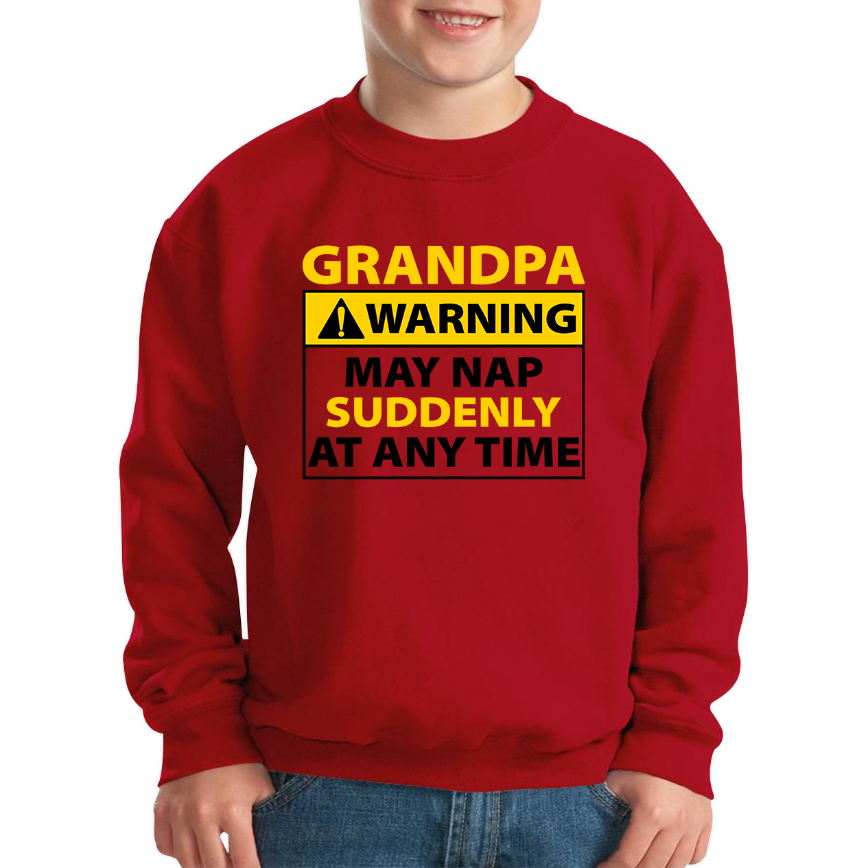 Grandpa Warning May Nap Suddenly At Any Time Sleepy Grandfather Funny Napping Kids Jumper