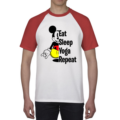 Mickey Mouse Eat Sleep Yoga Repeat Funny Disney Land Exercise Yoga Baseball T Shirt
