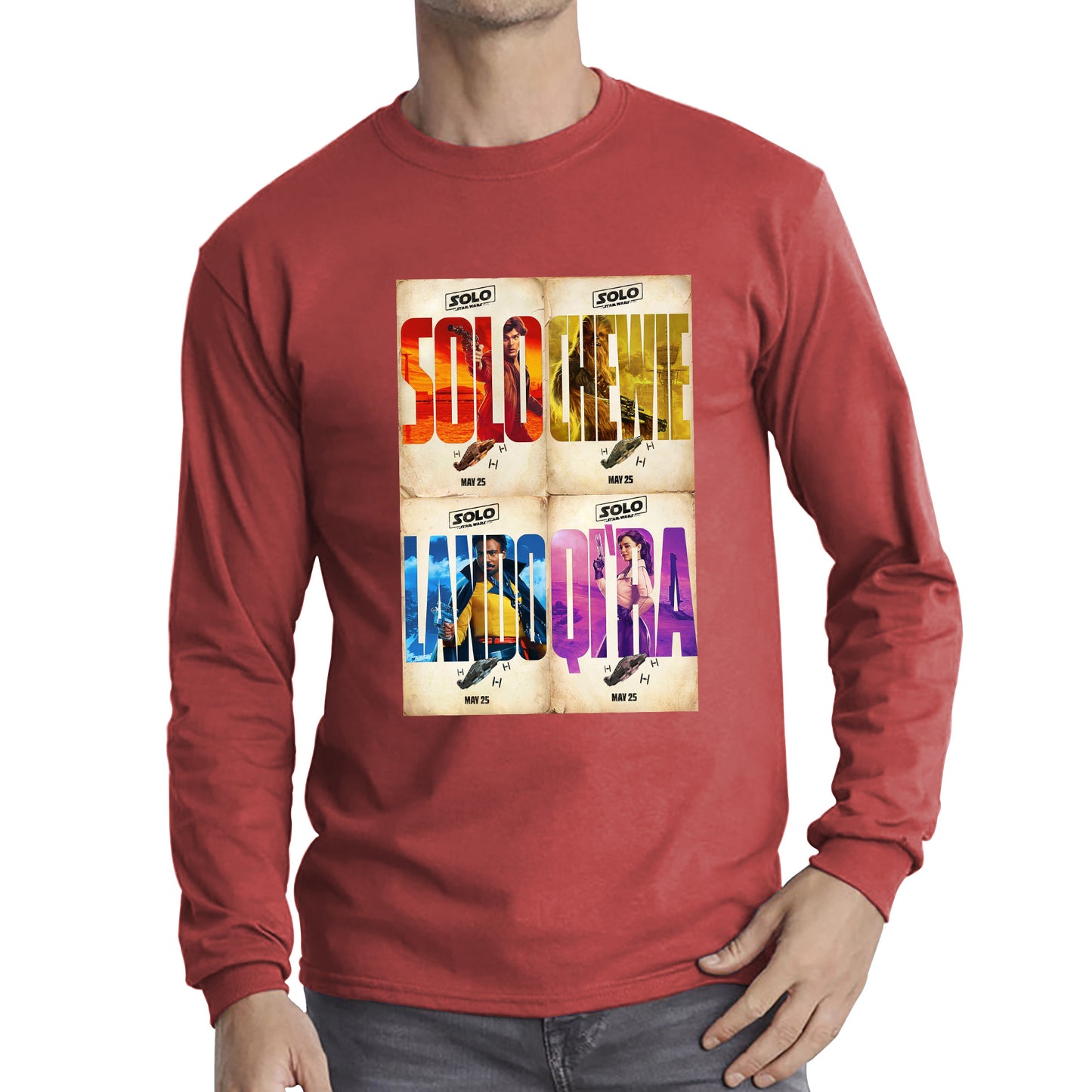 Solo A Star Wars Story Posters Solo Chewie Lando Qira Sci-fi Action Adventure Movie Characters Star Wars Galaxy's Edge Trip Long Sleeve T Shirt