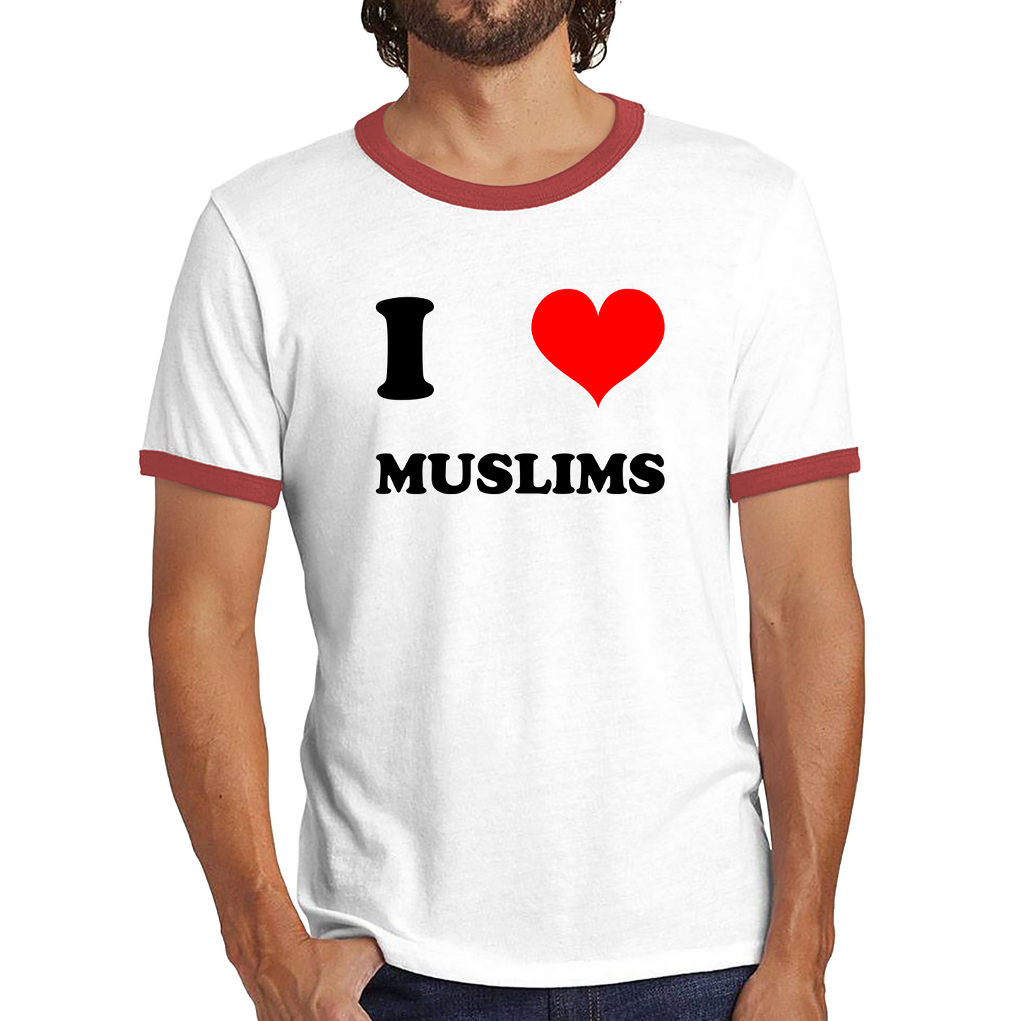 I Love Muslim Spiritual Islamic Religious Muslim Religion Ringer T Shirt