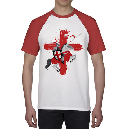 St George Day The Medieval Knight Saint Of England Celebrated On Saint Georges's Day Riding His Rearing Horse Baseball T Shirt