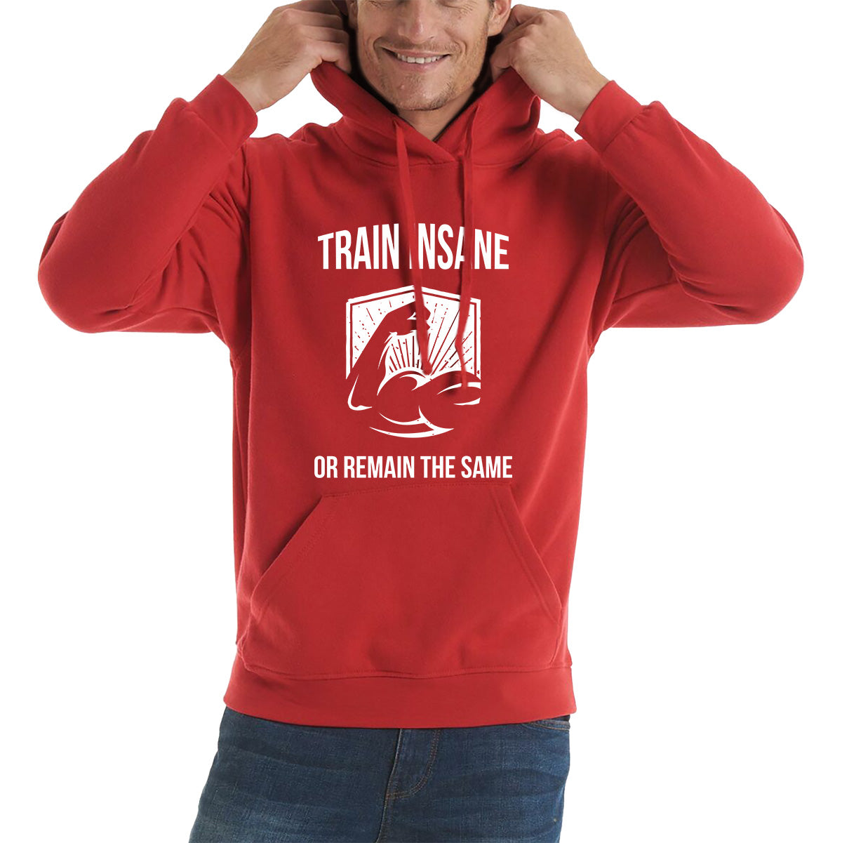 Train Insane Or Remain The Same Bodybuilders Gym Motivational Workout Muscular Bodybuilder Unisex Hoodie
