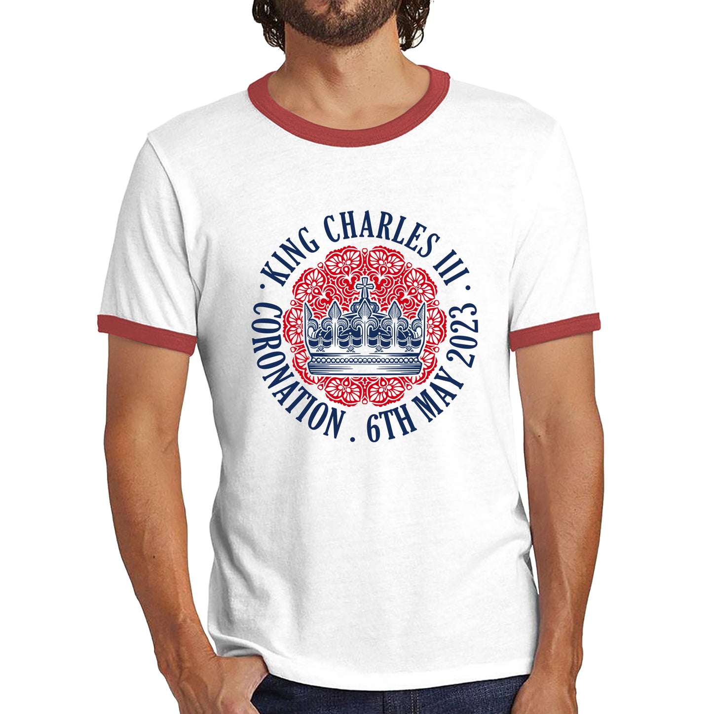 King Charles III Coronation 6th May 2023 Royal Crown CR III Ruling Monarch Of England United Kingdom Ringer T Shirt