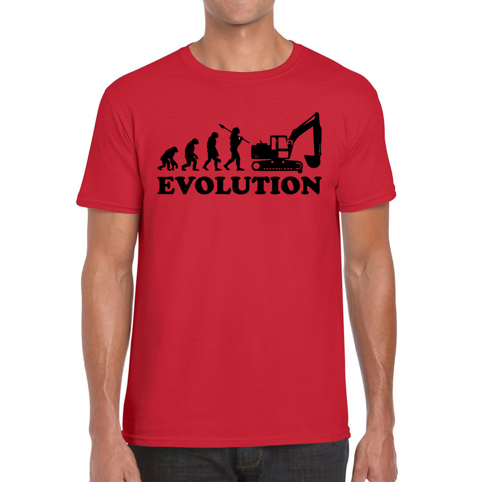 Evolution Of Excavator Operator Bulldozer Construction Digger Excavator Mens Tee Top