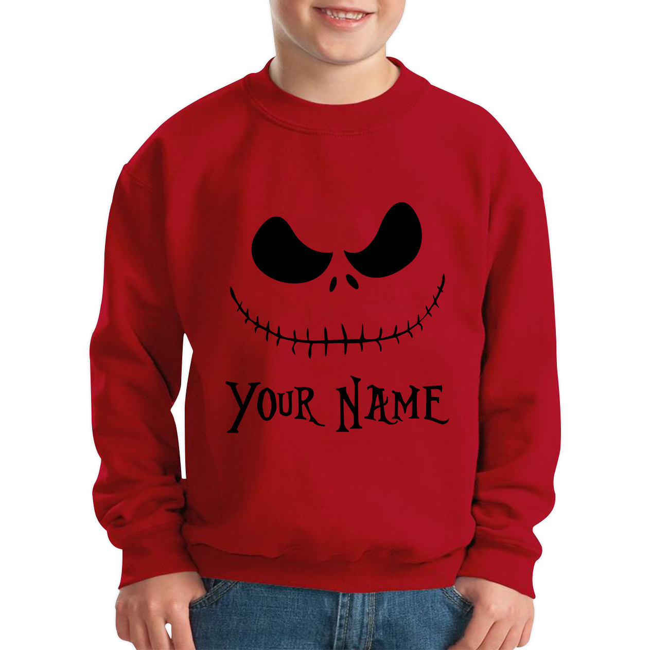 Personalised Jack Skellington Halloween Your Name Nightmare Before Christmas Horror Scary Kids Jumper