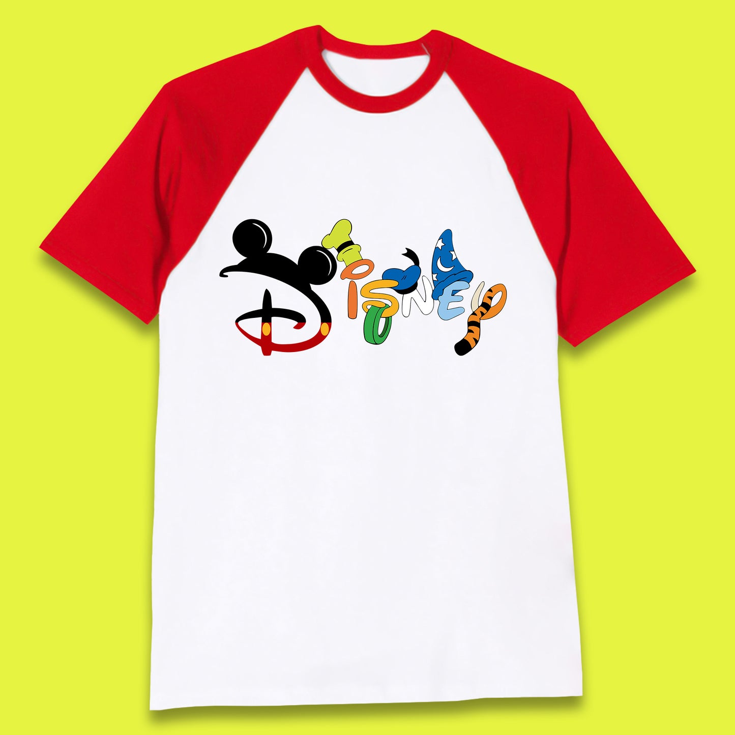 Disney Club Cartoon Characters Mickey Mouse Minnie Mouse Donald Duck Pluto Goofy Sorcerer Mickey Hat Tigger Disney World Trip Baseball T Shirt