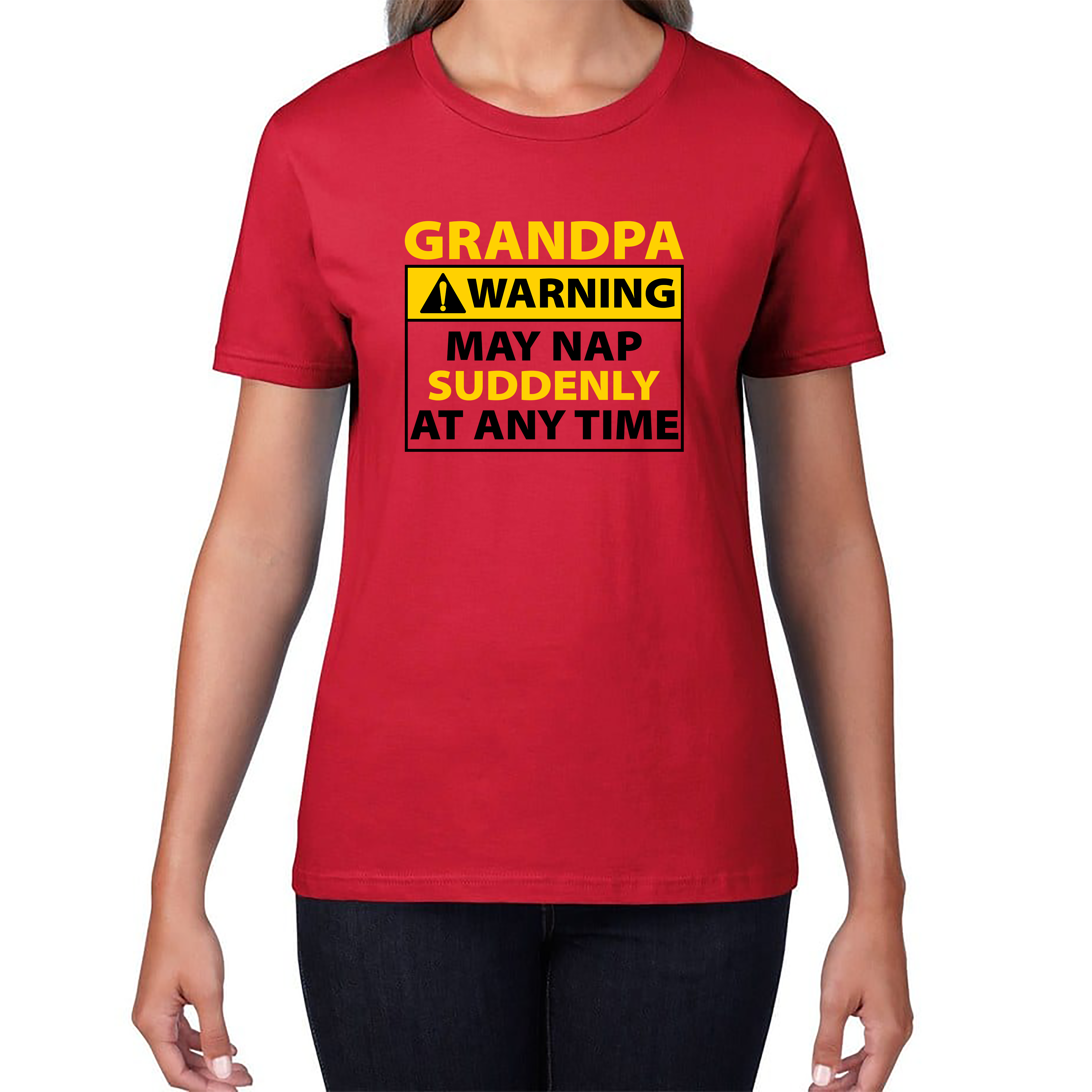 Grandpa Warning May Nap Suddenly At Any Time Sleepy Grandfather Funny Napping Womens Tee Top