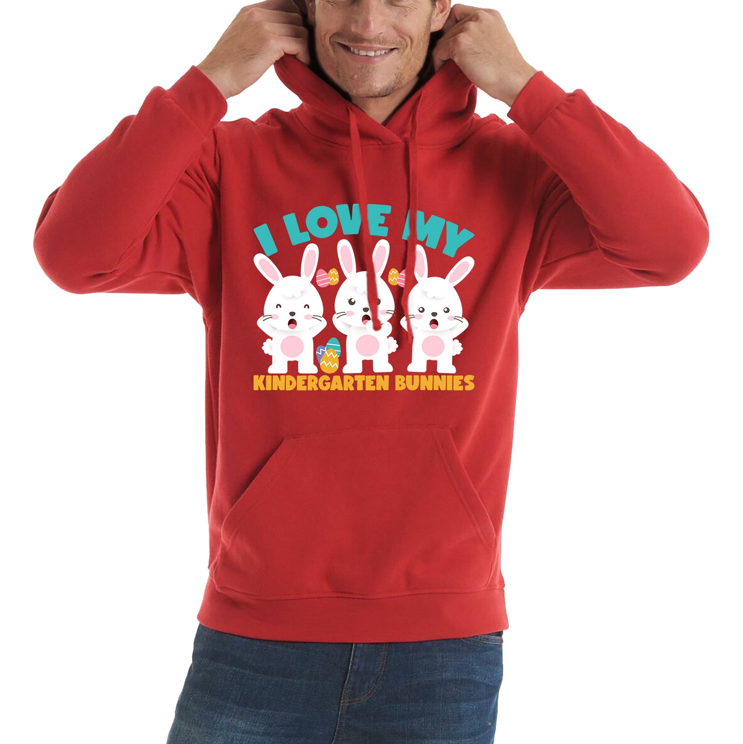 I Love My Kindergarten Bunnies Teacher Easter Bunny Teacher Back To School Unisex Hoodie