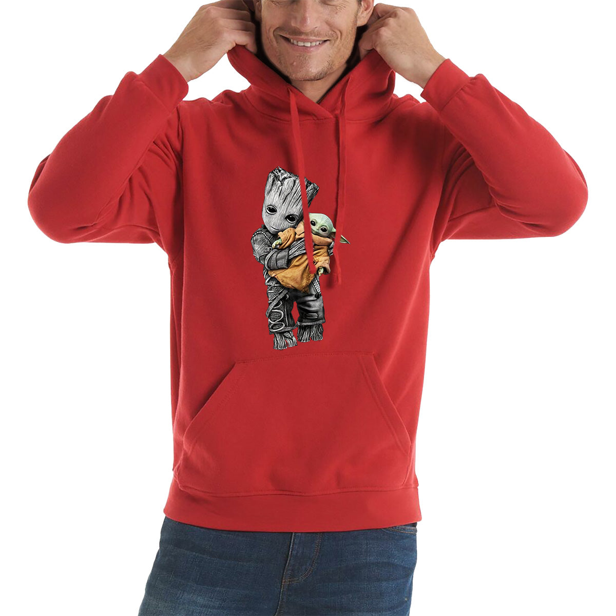 Baby Groot Holding Baby Yoda Avengers Hero Star Avenger Jedi Wars Star Wars Day 46th Anniversary Unisex Hoodie