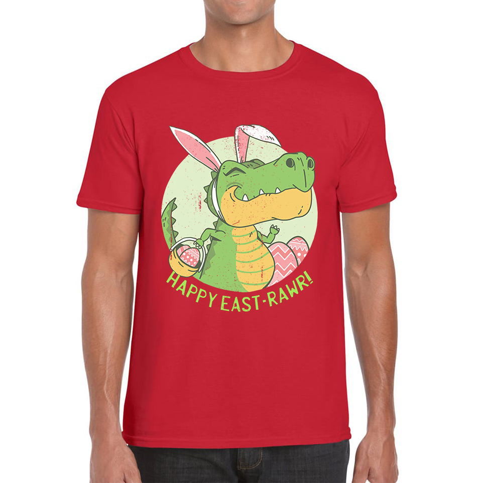 Happy Eastrawr Easter Bunny Dinosaur T-Rex RAWR Easter Egg Rabbit Funny Easter Day Mens Tee Top