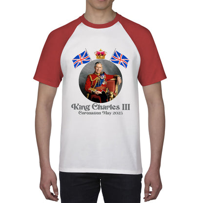 King Charles III 6th May 2023 Coronation British Flags Royal Crown CR III Union Jack His Majesty Baseball T Shirt