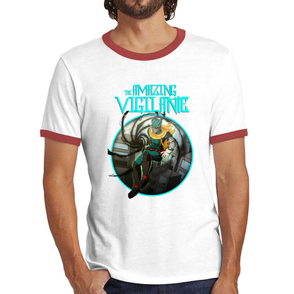 The Amazing Vigilant out of the Dark hole Vintage Graphic Cartoon Series Ringer T Shirt