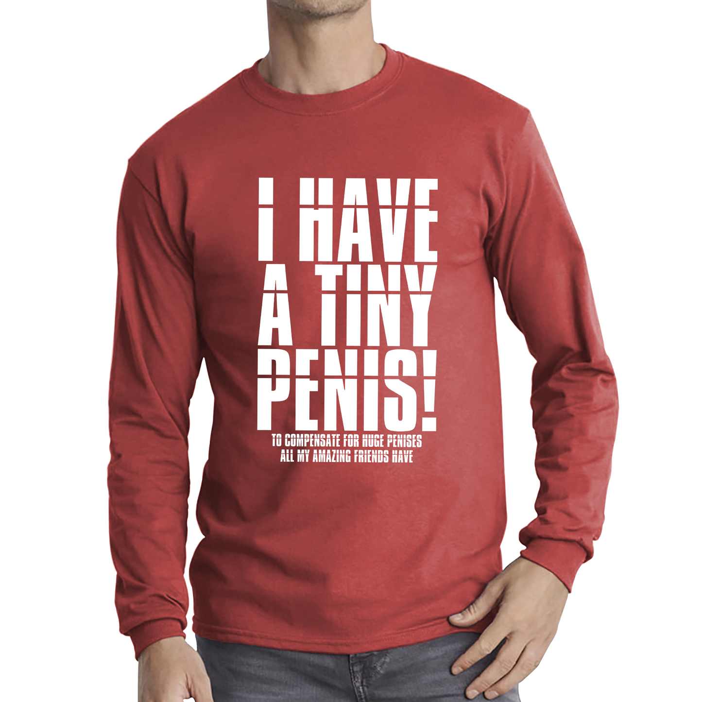 I Have A Tiny Penis To Compensate For Huge Penises Funny Rude Offensive Bachelor Party Long Sleeve T Shirt