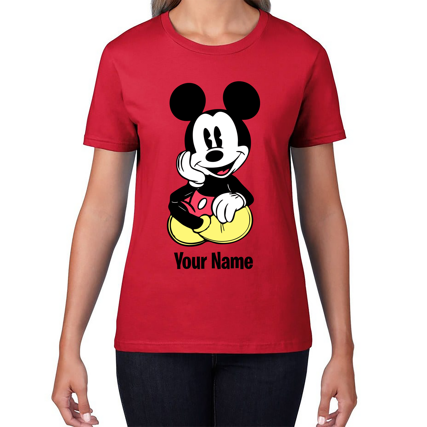 Personalised Disney Mickey Mouse Your Name Cartoon Character Disney World Walt Disney Womens Tee Top