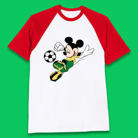 Mickey Mouse Kicking Football Soccer Player Disney Cartoon Mickey Soccer Player Football Team Baseball T Shirt