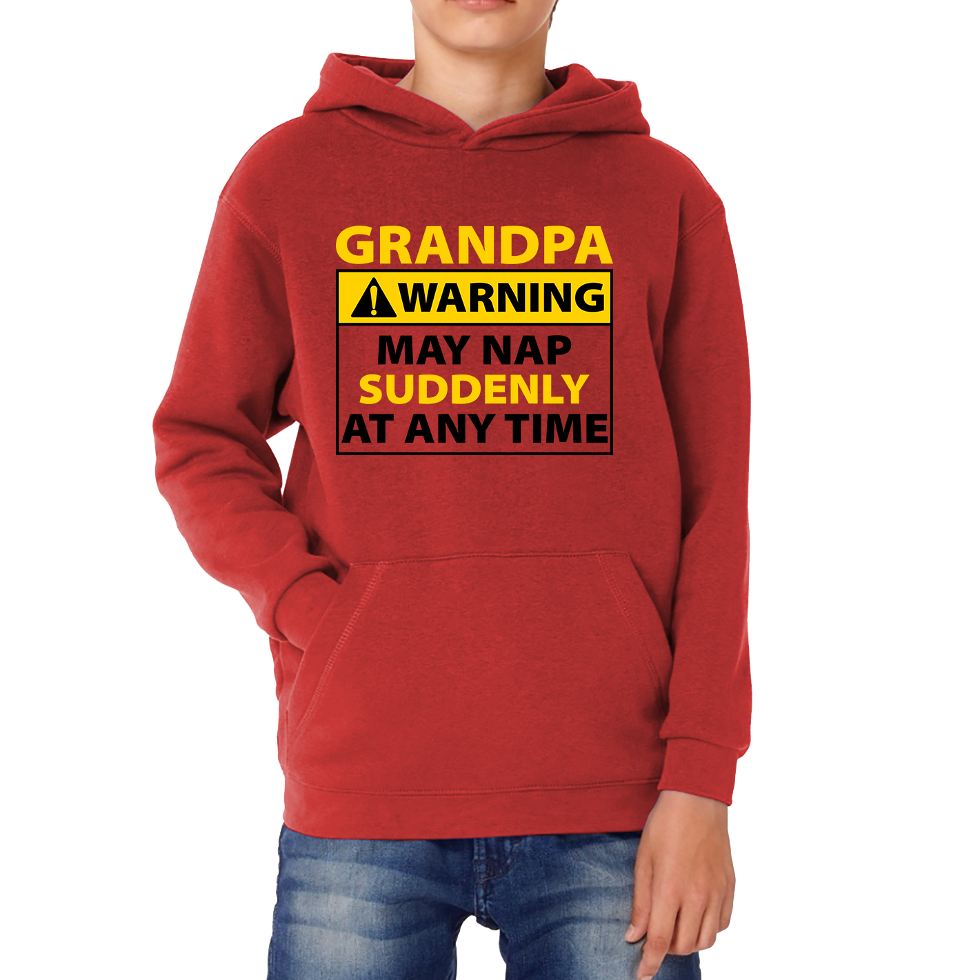 Grandpa Warning May Nap Suddenly At Any Time Sleepy Grandfather Funny Napping Kids Hoodie