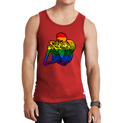 Kissing Skeletons Gay Pride LGBT Gay Skull Halloween LGBTQ+ Rainbow Pride Month Tank Top