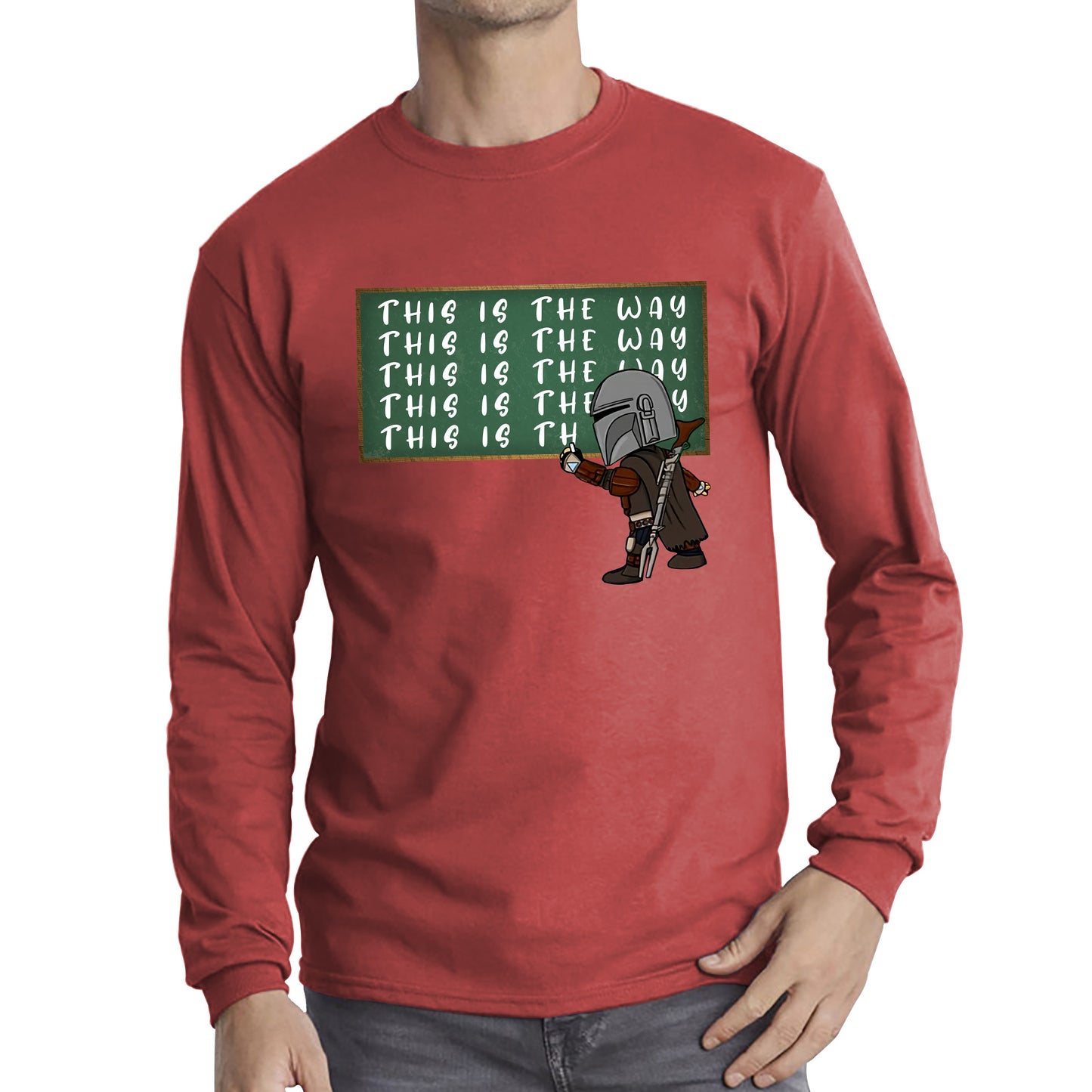 This Is The Way Dadalorian Fight War Warrior With Helmet Funny Gift Long Sleeve T Shirt