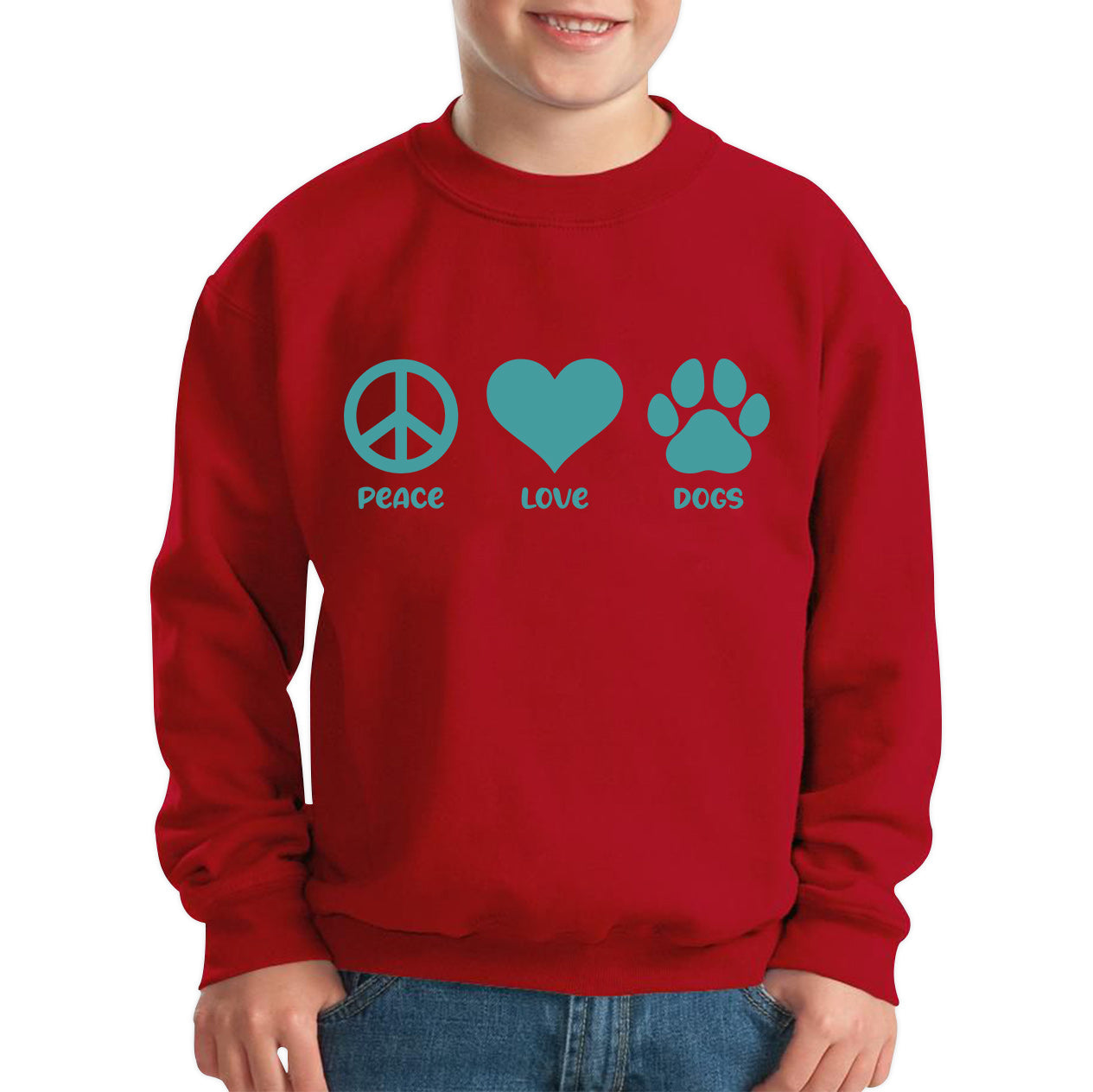 Peace Love Dogs Dog Paws Funny Dog Lovers Animal Pet Peace Logo Kids Jumper