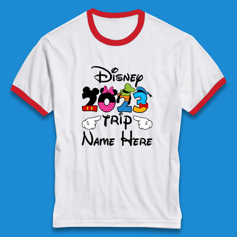 Personalised Disney Trip Your Name Disney Club Mickey Minnie Mouse Donald Hat Goofy Disney Vacation Ringer T Shirt