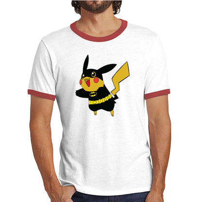 Pokémon Pikachu Batman Dc Comics Pikachu X Batman Mashup Pika-Bat Parody Ringer T Shirt