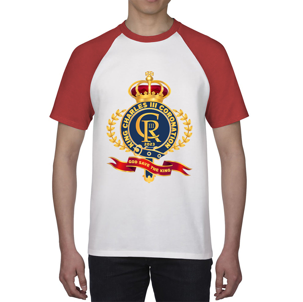 King Charles III Coronation 2023 CR III God Save The King Royal Crown United Kingdom Ruling Monarch Baseball T Shirt