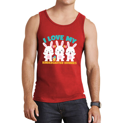 I Love My Kindergarten Bunnies Teacher Easter Bunny Teacher Back To School Tank Top