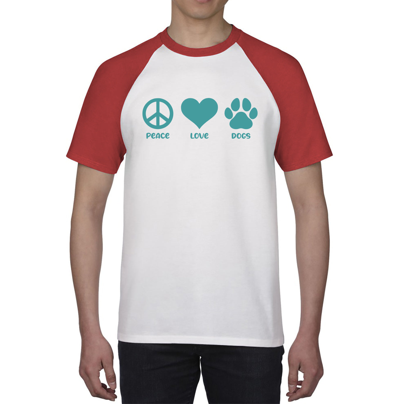 Peace Love Dogs Dog Paws Funny Dog Lovers Animal Pet Peace Logo Baseball T Shirt