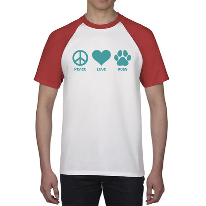 Peace Love Dogs Dog Paws Funny Dog Lovers Animal Pet Peace Logo Baseball T Shirt
