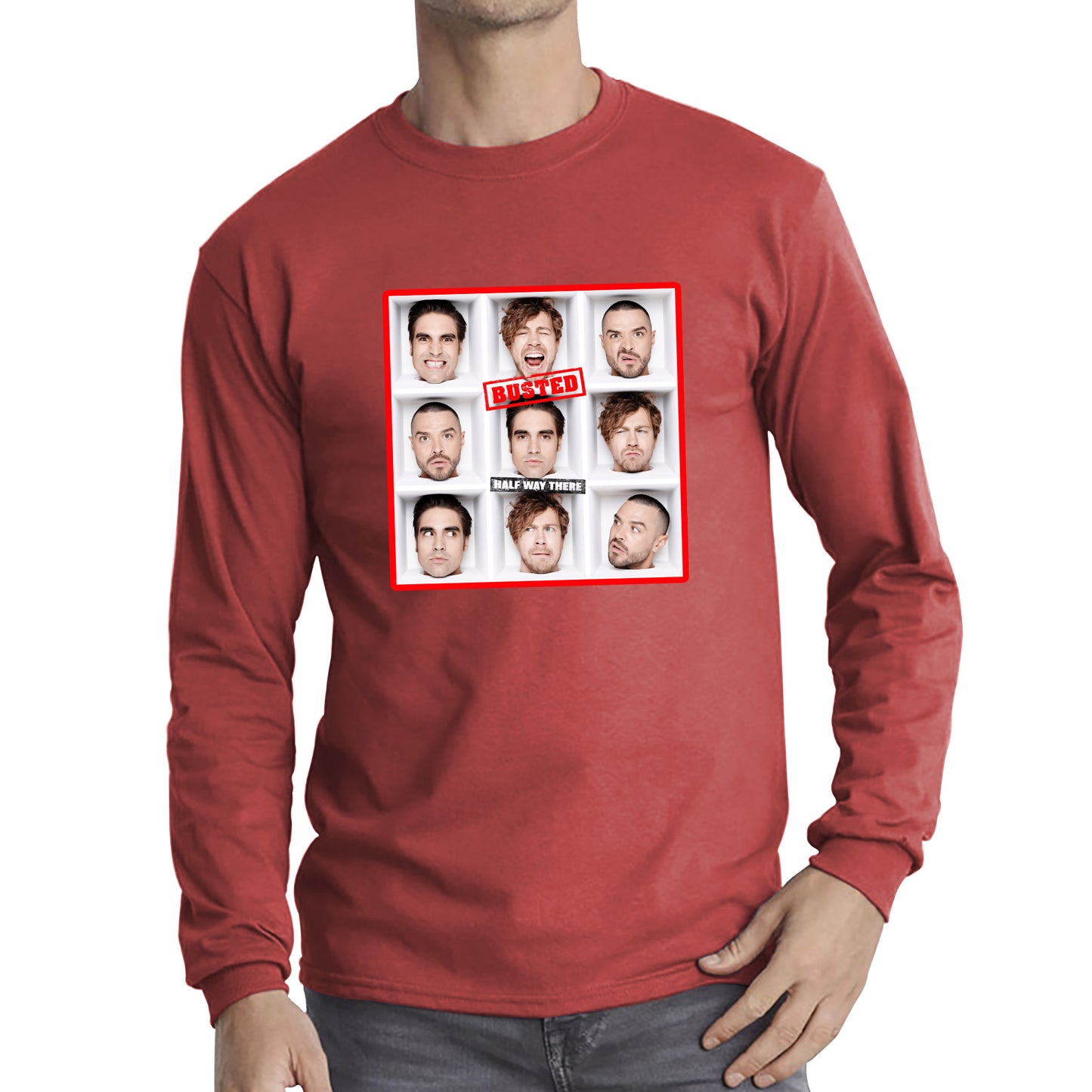 Half Way There Studio Album By Busted English Pop Punk Band Busted 20th Anniversary Long Sleeve T Shirt