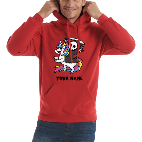 Personalised Cute Death Riding A Kawaii Unicorn Your Name Unisex Hoodie