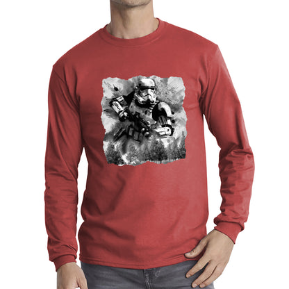 Hunter In The Forest Death Star Vintage Poster Graphic Movie Series Long Sleeve T Shirt